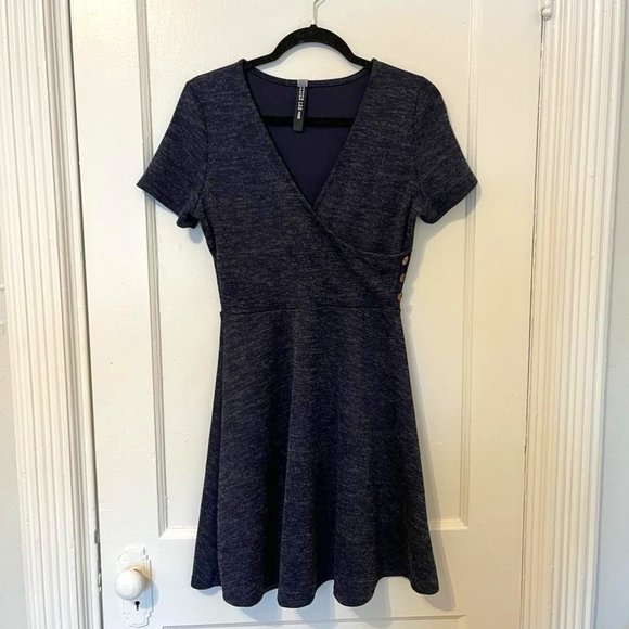 Design Lab Knit Dress, Speckled Grey/Navy Blue, US S - Picture 1 of 5